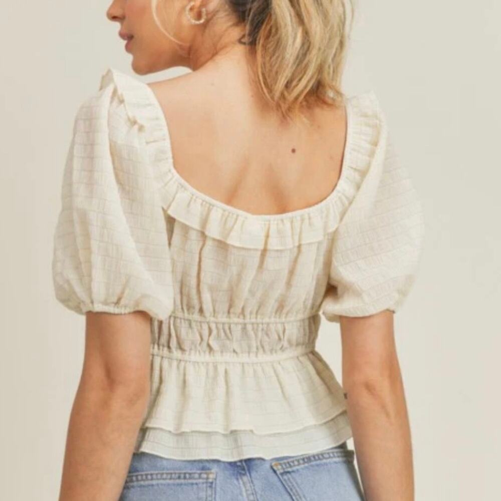 Anthropologie Puff Sleeve Smocked Milkmaid Top Size S - Picture 8 of 8